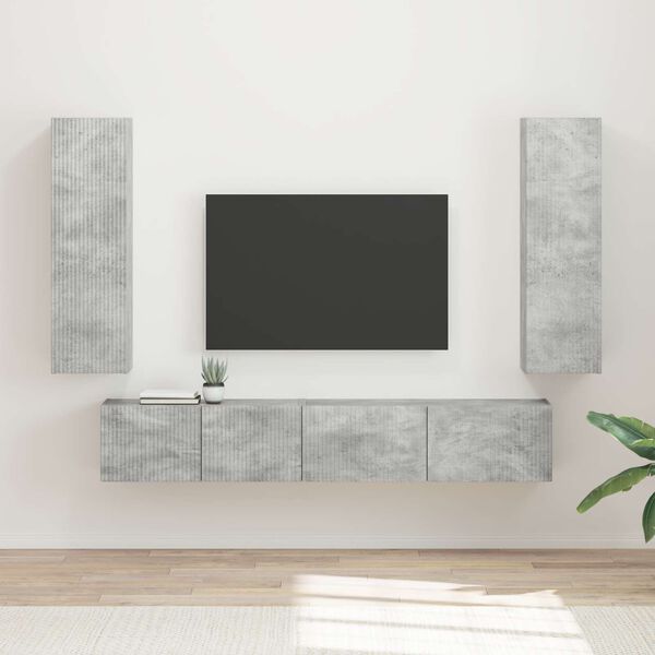 vidaXL Ensemble meuble TV 3 pcs Gris b&eacute;ton Bois d'ing&eacute;nierie