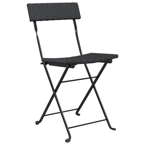 vidaXL Chaises de bistrot pliantes lot de 4 Noir R&eacute;sine tress&eacute;e acier