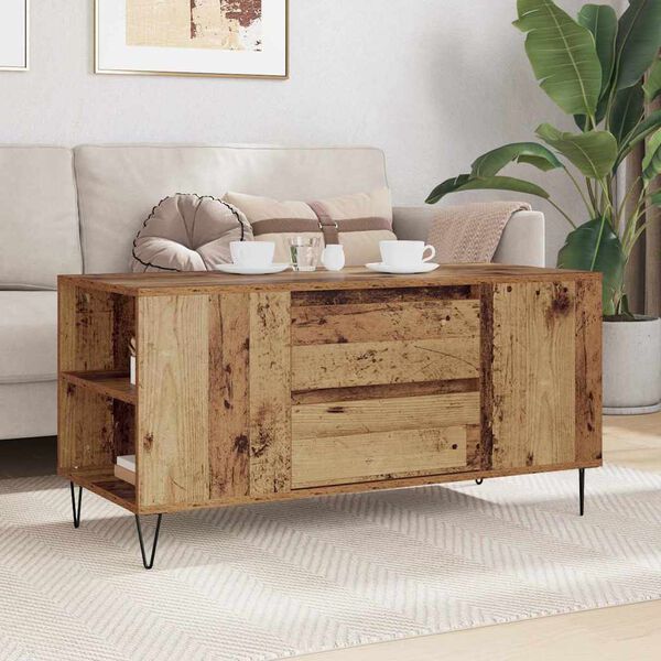 vidaXL Table basse Bois Ancien 102 x 44,5 x 50 cm Bois d'ing&eacute;nierie