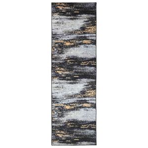 vidaXL Coureur de Tapis LESAKA Noir et Or 50 x 100 cm Velours diamant