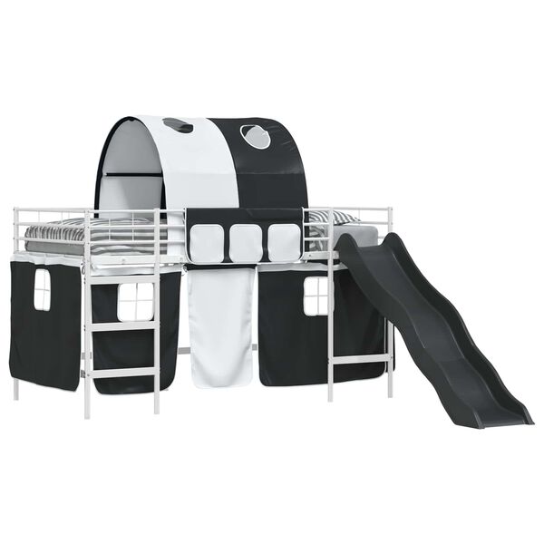 vidaXL Lit mezzanine pour enfants Blanc et Noir 99,5 x 200 cm M&eacute;tал
