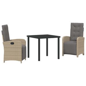 vidaXL Ensemble de salle &agrave; manger pour jardin 3 pcs Beige polyrotin