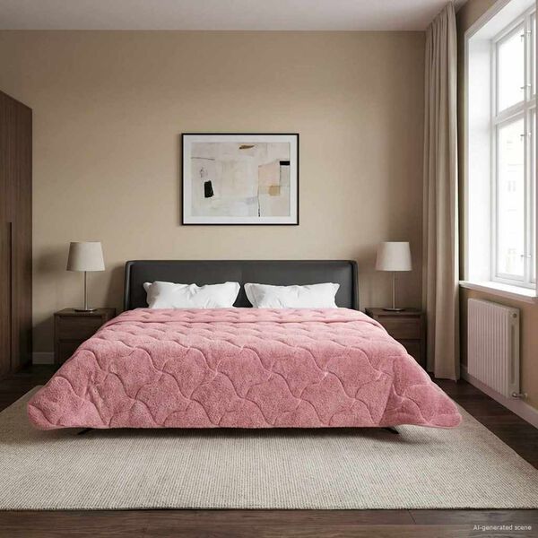 vidaXL Duvet d'hiver Rose 220 x 240 cm Microfibre et polaire Teddy