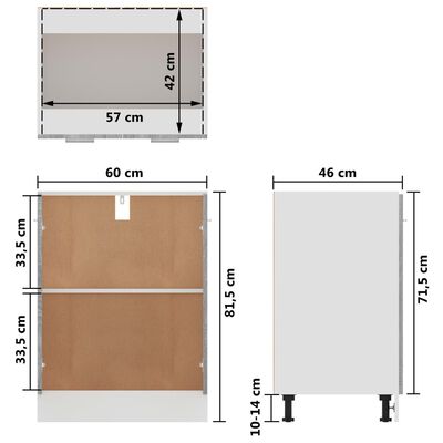 vidaXL Armoire de plancher Sonoma gris 60x46x81,5 cm Bois d'ingénierie