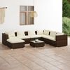 vidaXL Salon de jardin 8 pcs avec coussins R&eacute;sine tress&eacute;e Marron
