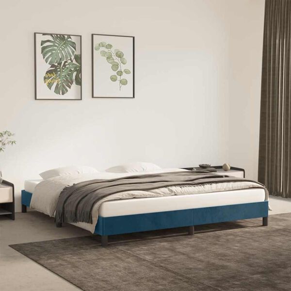 vidaXL Cadre de lit sans matelas bleu fonc&eacute; 160x200 cm velours