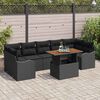 vidaXL Ensemble de canap&eacute; de jardin avec coussin 8 pcs Noir polyrotin