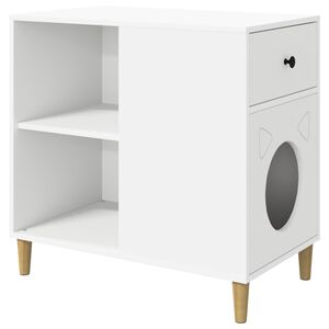 vidaXL Maison pour chat Blanc 72 x 42,5 x 70 cm Bois d'ing&eacute;nierie