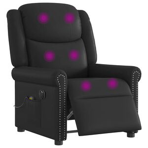vidaXL Fauteuil massage inclinable &eacute;lectrique noir brillant similicuir