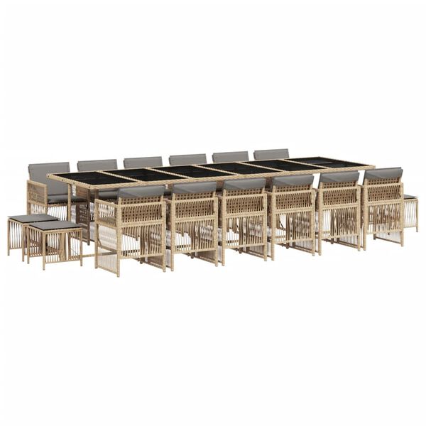vidaXL Ensemble &agrave; manger de jardin et coussins 17 pcs m&eacute;lange beige