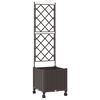 vidaXL Bac de jardin avec treillis et roues Marron 40 x 40 x 149 cm PP