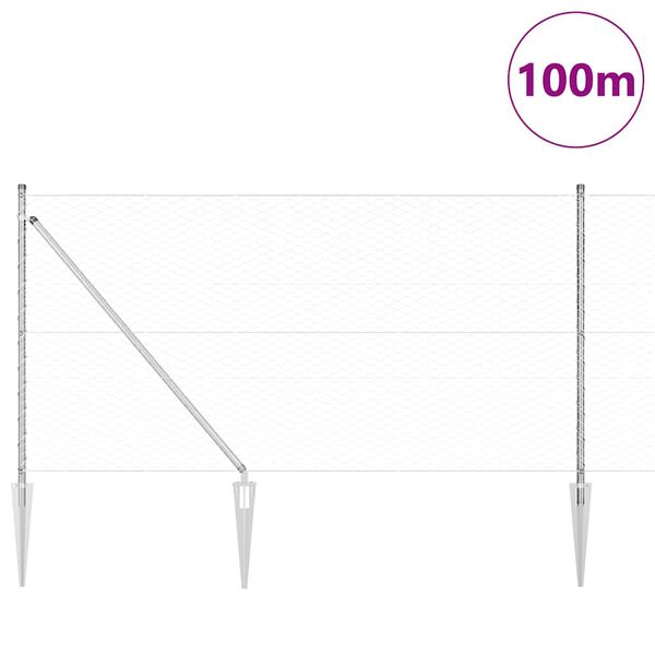 vidaXL Poteau de cl&ocirc;ture. Argent&eacute; 100 x 1 m (maillage de 36 mm) Acier