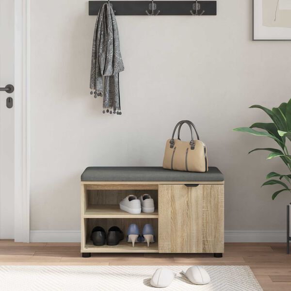 vidaXL Banc d'entr&eacute;e avec coussin Ch&ecirc;ne Sonoma 80 x 38 x 46 cm