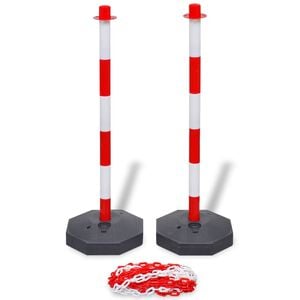 vidaXL Ensemble de poteaux de balisage &agrave; cha&icirc;ne 10 m Plastique
