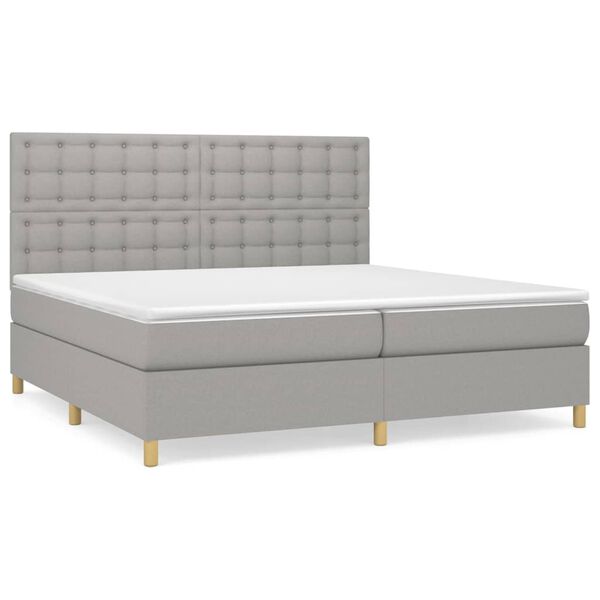 vidaXL Sommier &agrave; lattes de lit avec matelas Gris clair 200x200cm Tissu