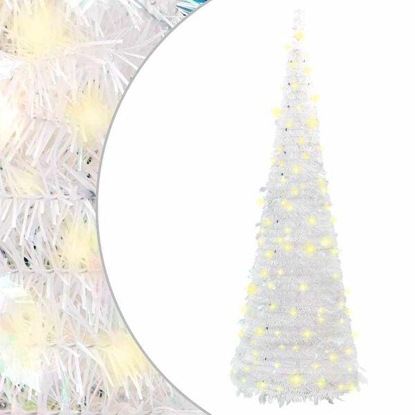 vidaXL Sapin de No&euml;l artificiel escamotable 50 LED blanc 120 cm