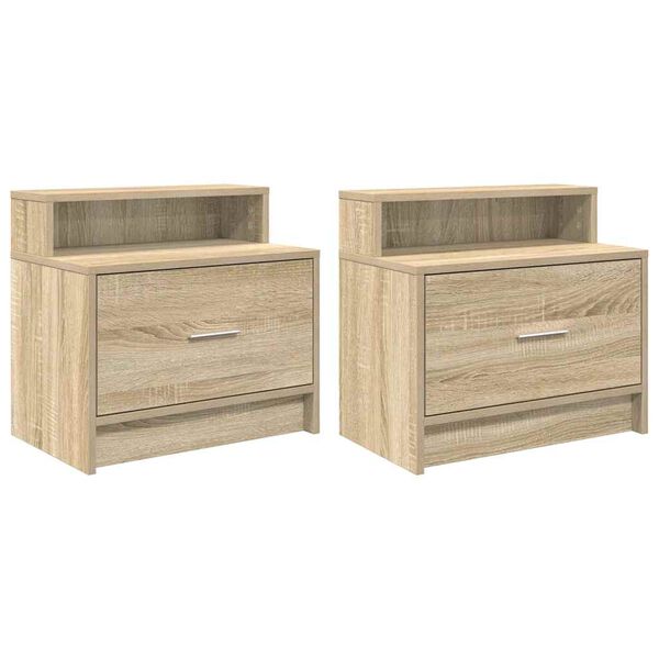vidaXL Tables de chevet avec tiroir 2 pcs ch&ecirc;ne sonoma 51x31x47 cm