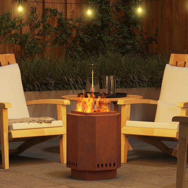 vidaXL Foyer sans fum&eacute;e Marron 38 x 38 x 51 cm Acier patin&eacute;