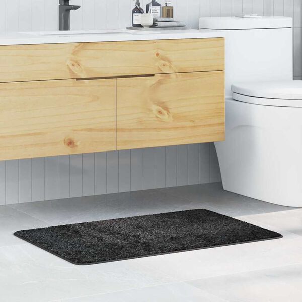 vidaXL Tapis de bain antid&eacute;rapant Gris fonc&eacute; 60 x 90 cm PP