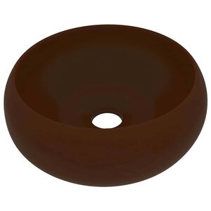 vidaXL Lavabo rond de luxe Marron fonc&eacute; mat 40x15 cm C&eacute;ramique