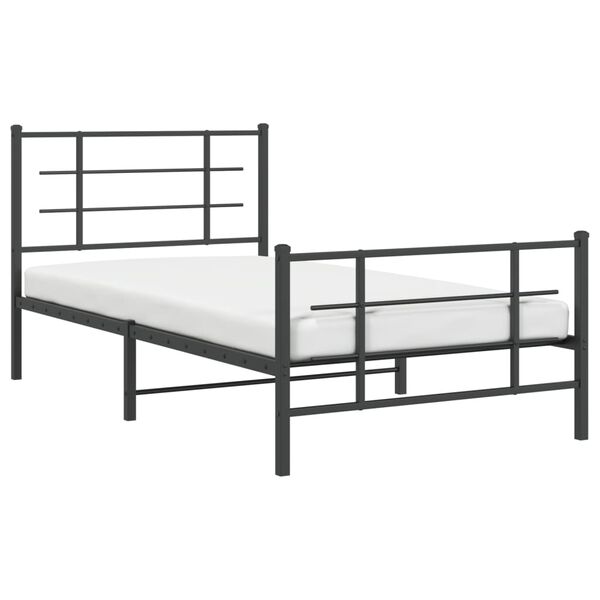 vidaXL Cadre de lit m&eacute;tal sans matelas avec pied de lit noir 100x190cm