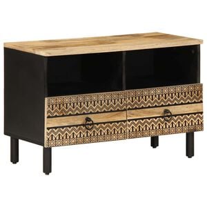vidaXL Meuble TV noir 70x33,5x46 cm bois massif manguier brut