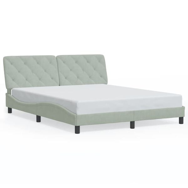 vidaXL Cadre de lit sans matelas gris clair 160x200 cm velours