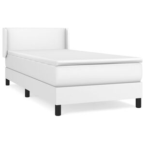 vidaXL Sommier &agrave; lattes de lit avec matelas Blanc 100x200cm Similicuir