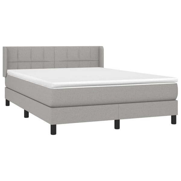 vidaXL Sommier &agrave; lattes de lit avec matelas Gris clair 140x200cm Tissu
