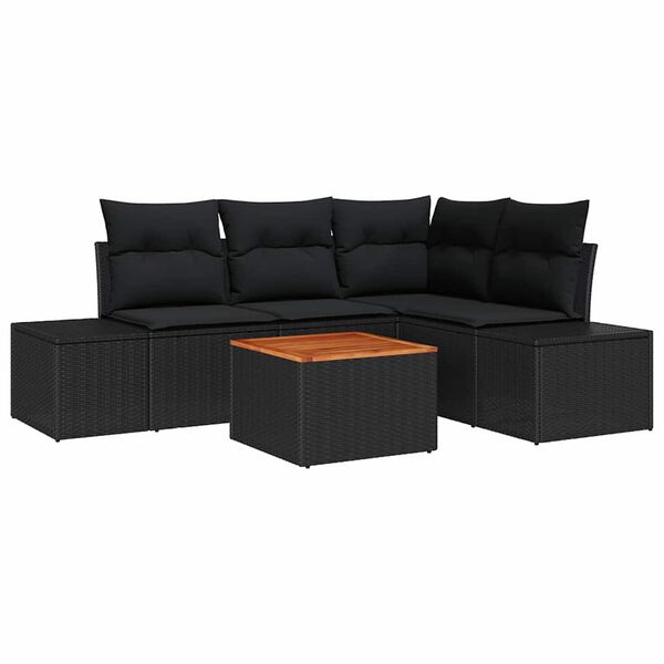 vidaXL Ensemble de canapé de jardin 5 pcs Noir