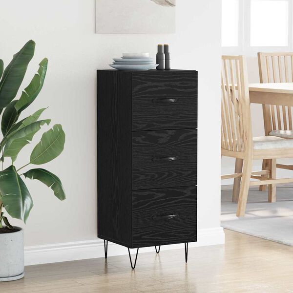 vidaXL Buffet Ch&ecirc;ne noir 34 x 34,5 x 90 cm Bois d'ing&eacute;nierie