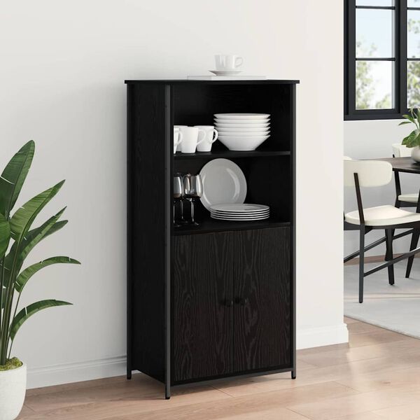 vidaXL Haut Armoire Ch&ecirc;ne noir 62 x 36 x 121,5 cm Bois d'ing&eacute;nierie