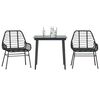 vidaXL Ensemble à manger de jardin et coussins 5 pcs noir rotin verre