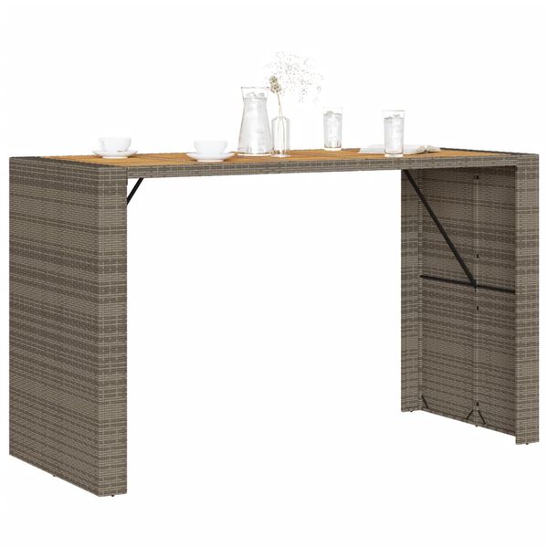 vidaXL Table de bar de jardin et dessus en bois acacia résine tressée