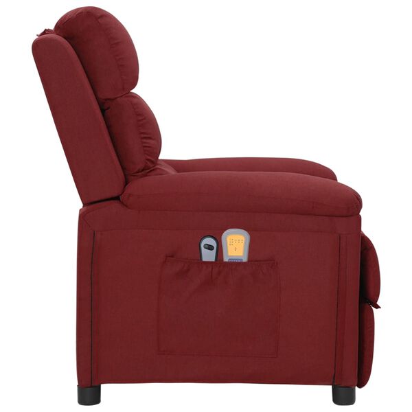 vidaXL Fauteuil électrique de massage Bordeaux Tissu