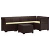 vidaXL Canap&eacute; de Jardin 5 Places avec Coussins Aspect Rotin PP Marron