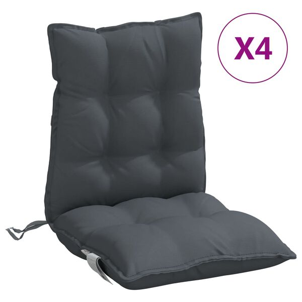 vidaXL Coussins de chaise &agrave; dossier bas lot de 4 anthracite