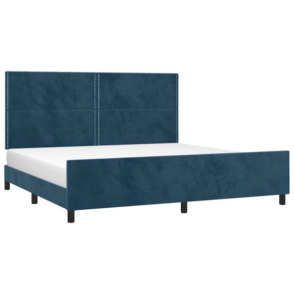 vidaXL Cadre de lit sans matelas bleu fonc&eacute; 200x200 cm velours