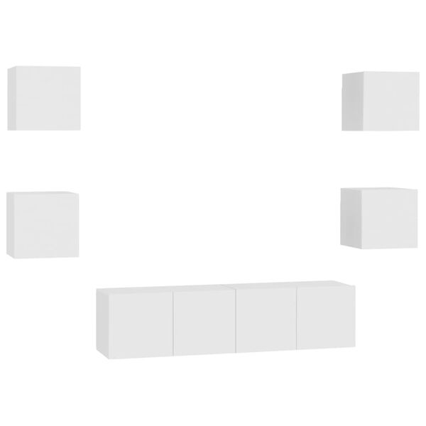 vidaXL Ensemble de meubles TV 6 pcs Blanc Bois d'ing&eacute;nierie