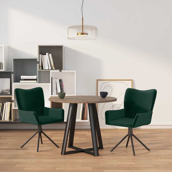 vidaXL Chaises pivotantes &agrave; manger lot de 2 Vert fonc&eacute; Velours