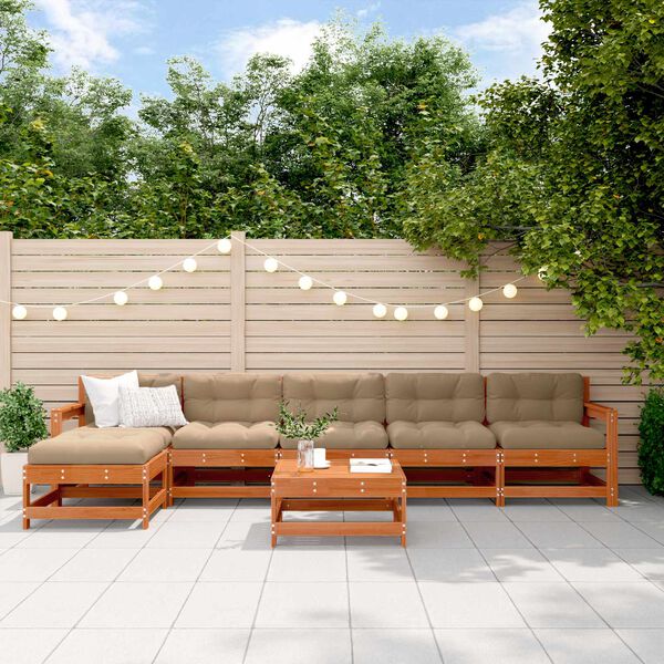 vidaXL Ensemble de salon de jardin 7 pcs Brun Cir&eacute; Pin massif