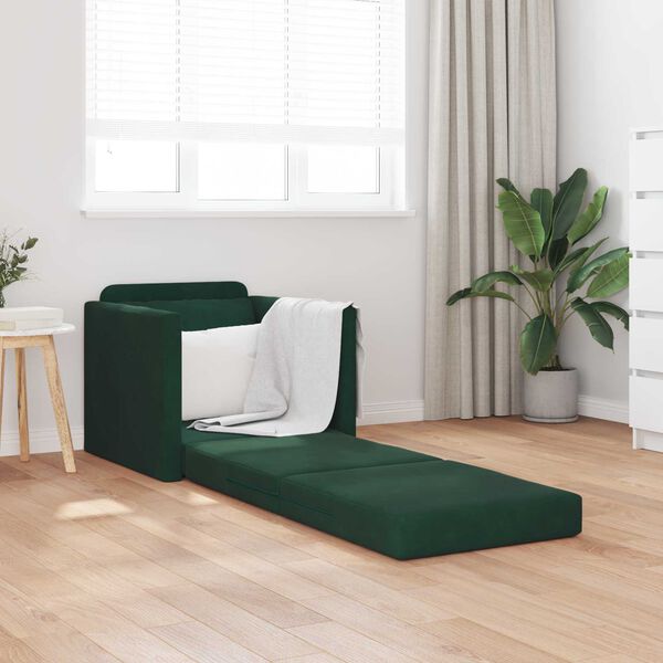 vidaXL Canap&eacute;-Lit 60cm Vert fonc&eacute; Velours