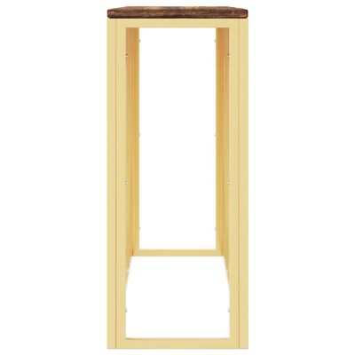 vidaXL Table console doré acier inoxydable et bois massif récupération