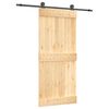 vidaXL Porte coulissante Naturel et noir 90 x 210 cm