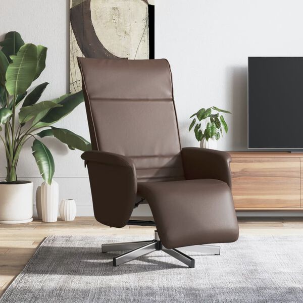 vidaXL Fauteuil inclinable avec repose-pieds marron similicuir