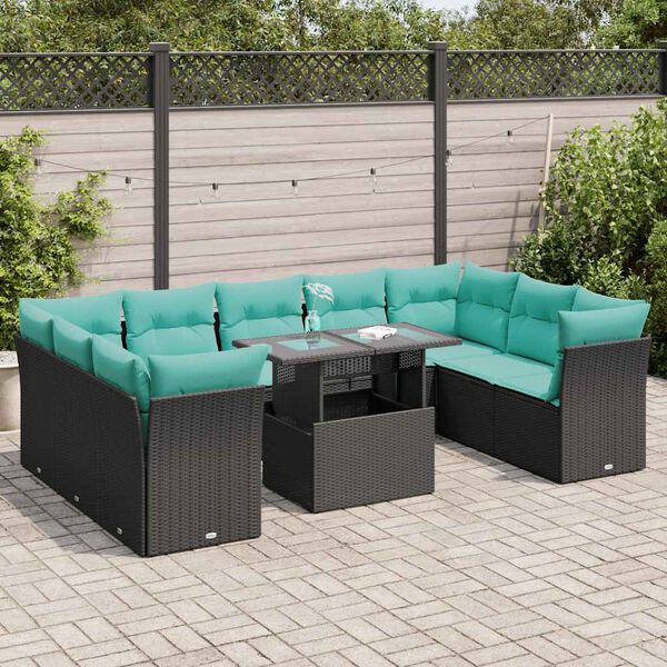 vidaXL Ensemble de canap&eacute;s de jardin 10 pcs et coussins rotin acacia