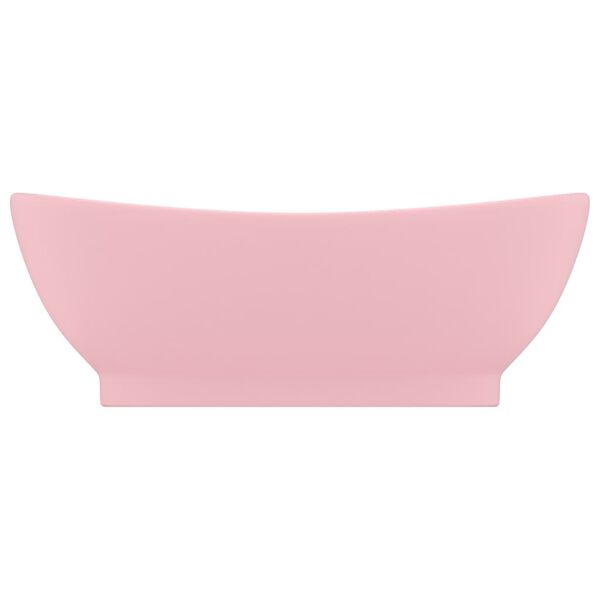 vidaXL Lavabo ovale de luxe à trop-plein Rose mat 58,5x39 cm Céramique