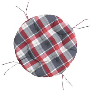 vidaXL Coussin rond motif &agrave; carreaux rouge &Oslash; 60 x11 cm tissu oxford