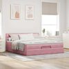 VidaXL Cadre de lit ottoman avec matelas rose 180x200 cm velours