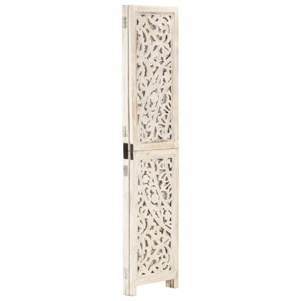 vidaXL Cloison de s&eacute;paration 3 panneaux Blanc 120x165 cm Bois manguier